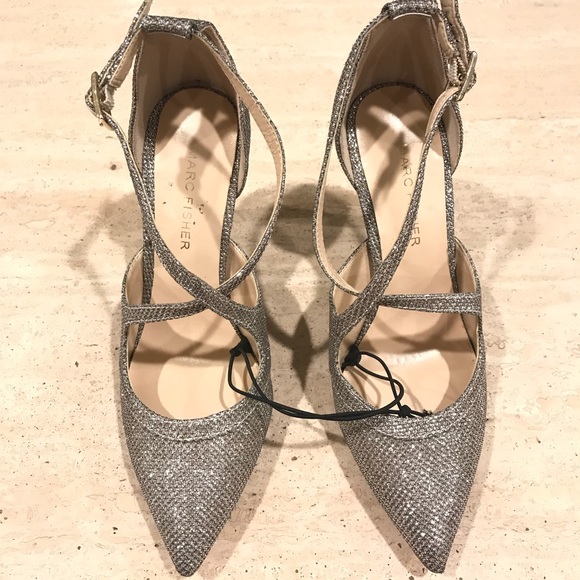 MARC FISHER Silver Glitter Closed toe Sandal NEW - Picture 9 of 14